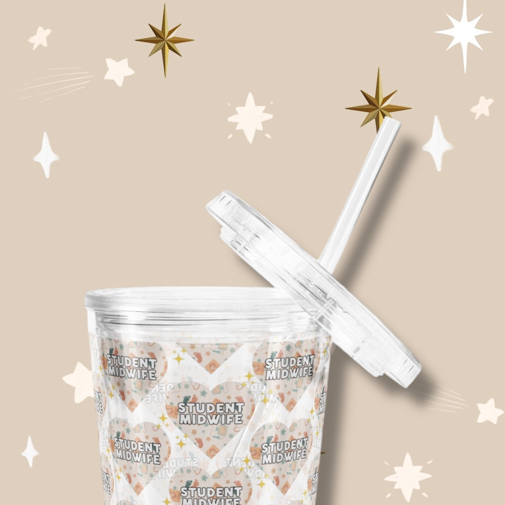 Student Midwife Clear Plastic Tumbler with Straw