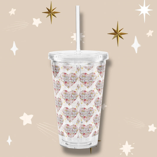 Student Teacher Plastic Tumbler with Straw