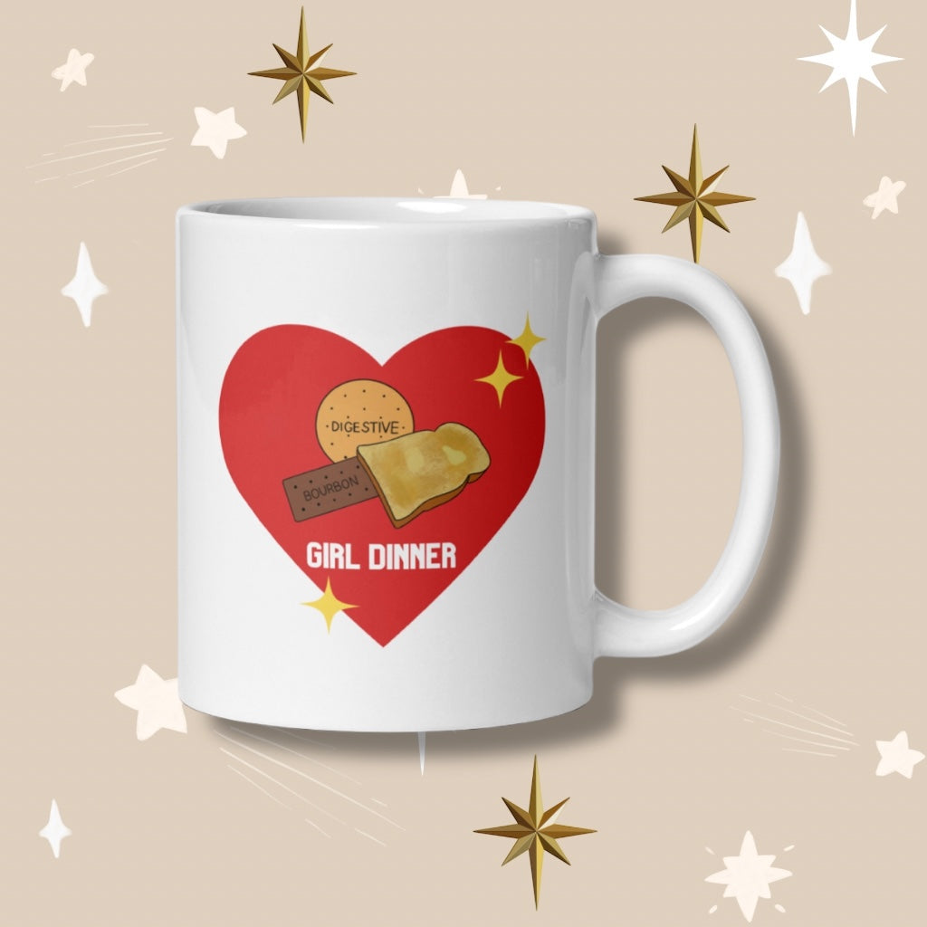 NHS 'Girl Dinner' Biscuits Mug - White