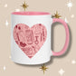 Midwifery Red/Pink Heart Mug with Pink Details