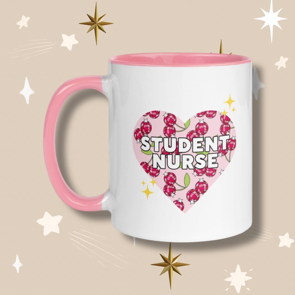 Student Nurse 'Cherry Disco' Mug with Pink Details