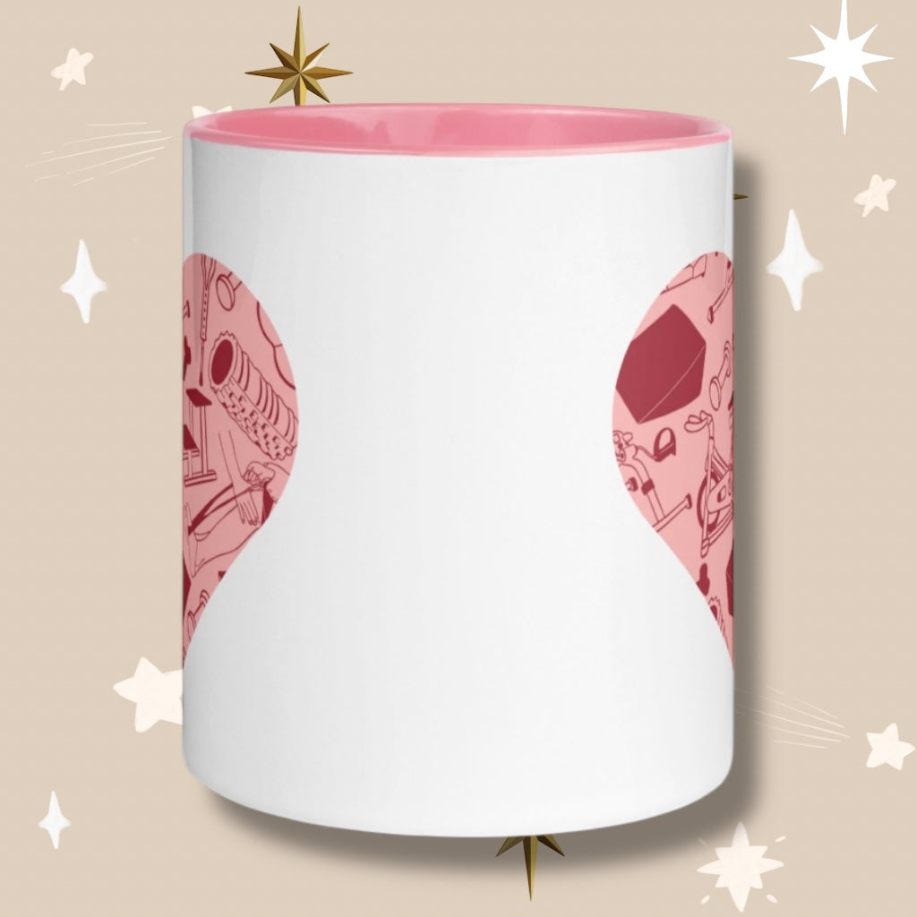 Student Physiotherapist Red/Pink Heart Mug with Pink Details