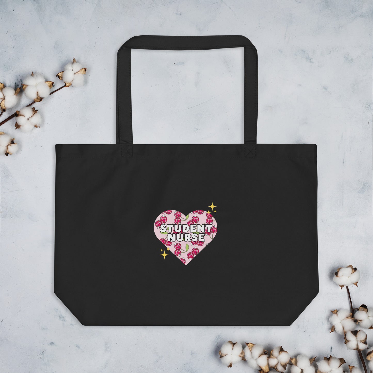 STUDENT NURSE TOTE BAG - CHERRY DISCO BALLS